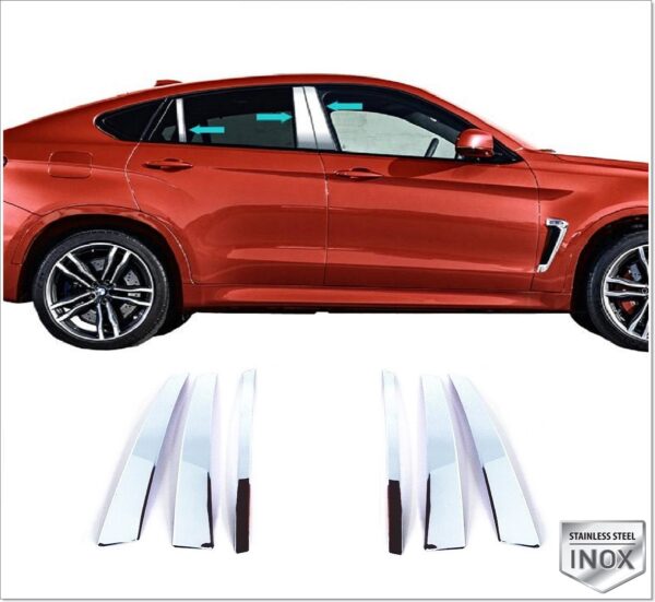 Bmw X6 E71 E72 Kapı Direği Seti 6 pcs. P.Çelik, X6 E71 E72 Door Post Pillar Trim 6 pcs. S.Steel,1711250175 Kapı Direği Seti 6 pcs. P.Çelik - 1711 250175