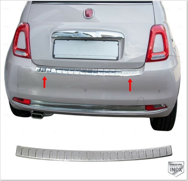 Fiat 500 Arka Tampon Üstü Koruma P.Çelik, 500 Rear Bumper Sill Protector S. Steel ,1108120141 Arka Tampon Üstü Koruma P.Çelik - 1108 120141