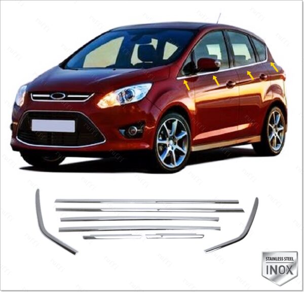 Ford C-MAX / GRAND Cam Çıtası 8 Pcs. P.Çelik, C-MAX / GRAND Windows Frame Trim 8 pcs. S.Steel,1223500262 Cam Çıtası 8 Pcs. P.Çelik - 1223 500262