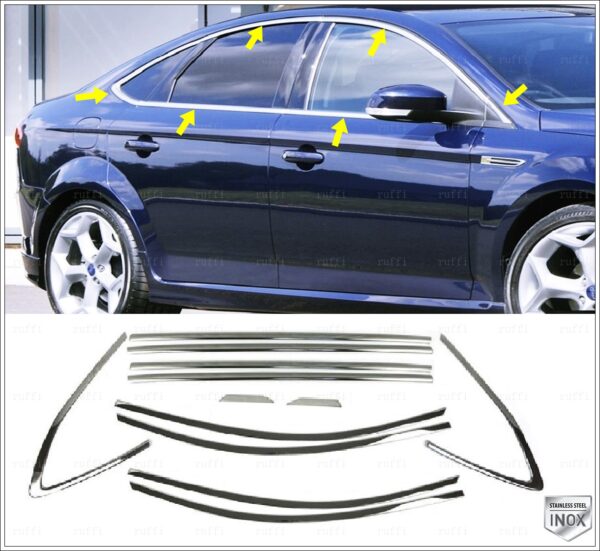 Ford MONDEO MK4 Cam Çıtası Full Set 12 Pcs. P.Çelik, MONDEO MK4 Windows Frame Trim 12 pcs. S.Steel,1208500212 Cam Çıtası Full Set 12 Pcs. P.Çelik - 1208 500212