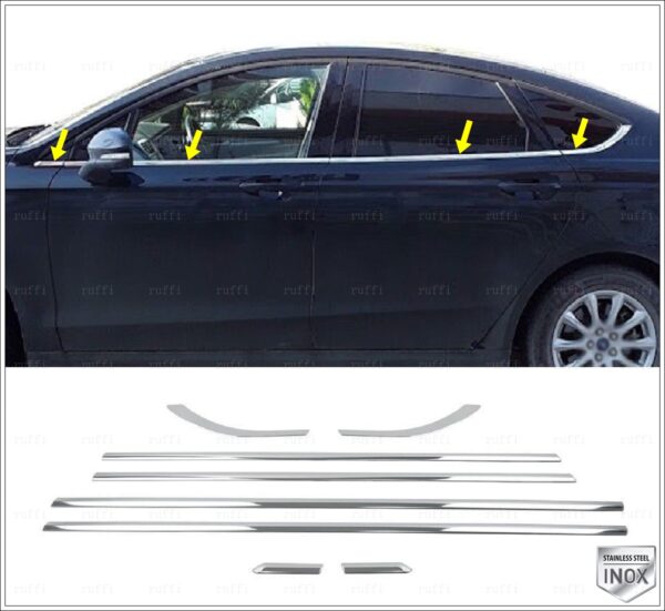 Ford MONDEO MK5 Cam Çıtası 8 Pcs. P.Çelik, MONDEO MK5 Windows Frame Trim 8 pcs. S.Steel,1233500199 Cam Çıtası 8 Pcs. P.Çelik - 1233 500199
