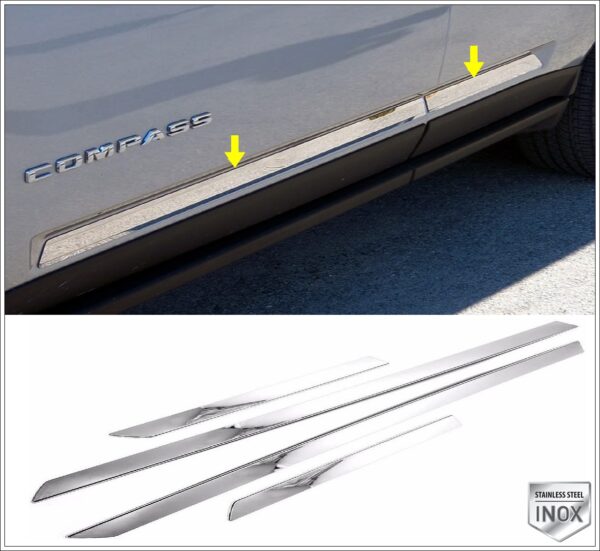 Jeep COMPASS Yan Kapı Çıtası 4 Prç. P.Çelik  , COMPASS Side Door Streamer 4 Pcs. S.Steel,3806900035 Yan Kapı Çıtası 4 Prç. P.Çelik - 3806 900035