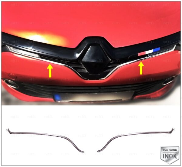 RENAULT CLIO IV  HB Ön Panjur Alt Çıta 2 Prç. P.Çelik, CLIO IV  HB Front Grill Under Trim 2 pcs. S.Steel ,2823400119 Ön Panjur Alt Çıta 2 Prç. P.Çelik - 2823 400119