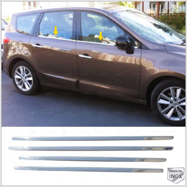RENAULT SCENIC III / GRAND Cam Çıtası 4 Prç. P.Çelik , SCENIC III / GRAND Window Frame Trim 4 Pcs. S.Steel,2826500198 Cam Çıtası 4 Prç. P.Çelik - 2826 500198
