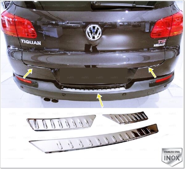 Volkswagen TIGUAN  MK1 Arka Tampon Üstü Koruma 3 Prç P.Çelik - 3523 120112