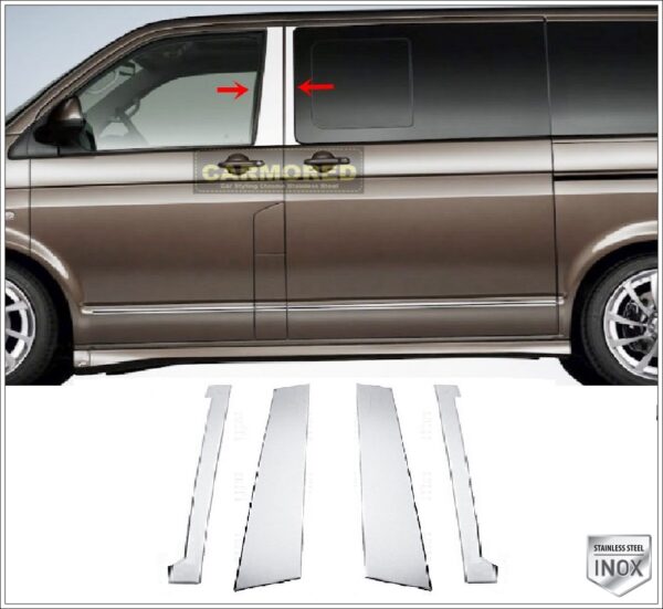Volkswagen T5 TRANSPORTER Kapı Direği Seti 4 pcs. P.Çelik, T5 TRANSPORTER Door Post Pillar Trim 4 pcs. S.Steel,3531250060 Kapı Direği Seti 4 pcs. P.Çelik - 3531 250060