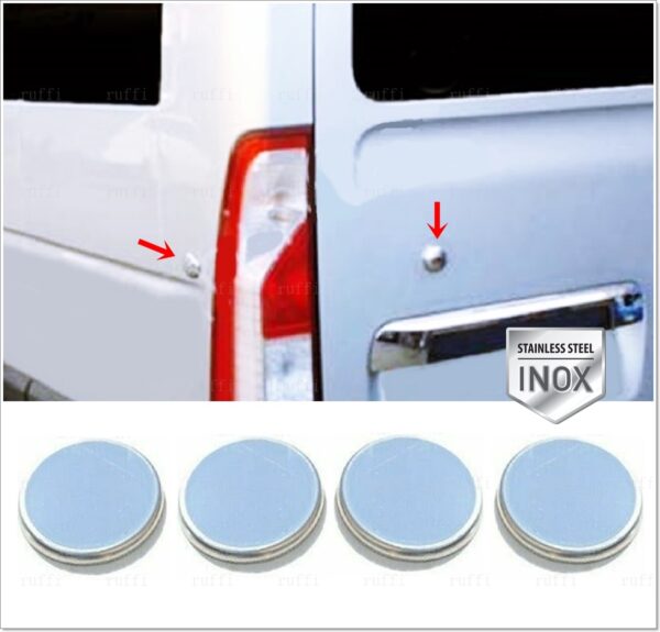 RENAULT MASTER III Bagaj Tapa Kapağı 4 pcs. P.Çelik, MASTER III Rear Tailgate Door Plug Cover 4 pcs. S.Steel,2821000140 Bagaj Tapa Kapağı 4 pcs. P.Çelik - 2821 000140