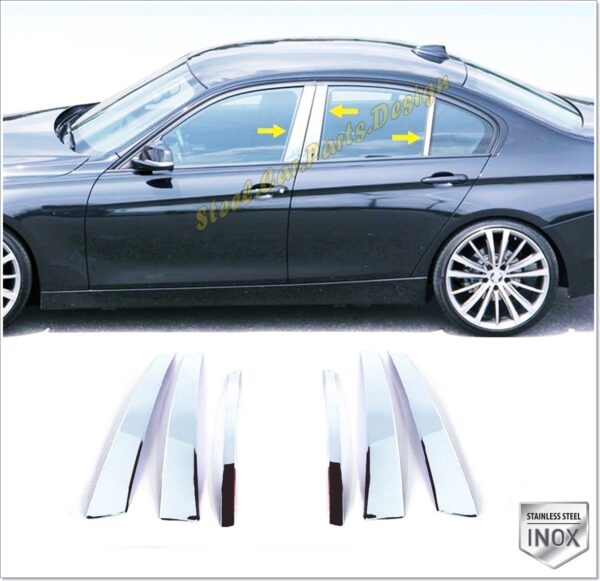 Bmw 3 Series F30 F31 F35 F80 Kapı Direği Seti 6 pcs. P.Çelik, 3 Series F30 F31 F35 F80 Door Post Pillar Trim 6 pcs. S.Steel,1717250061 Kapı Direği Seti 6 pcs. P.Çelik - 1717 250061