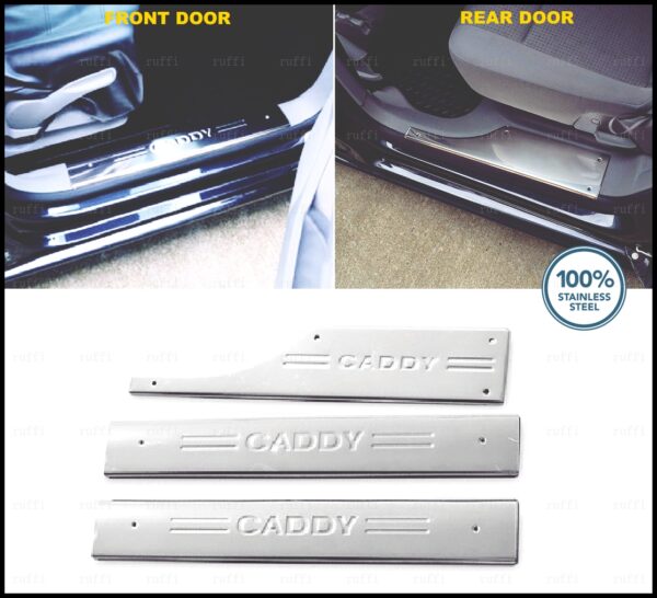 Volkswagen CADDY III İç Kapı eşiği 3 kapı P.çelik ENGLAND, CADDY III Inner Door Sill Cover 3 Pcs. S.Steel RHD DRIVE,3503300453 İç Kapı eşiği 3 kapı P.çelik ENGLAND - 3503 300453