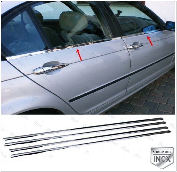 Bmw 3 Series E46 Cam Çıtası 4 Pcs. P.Çelik, 3 Series E46 Windows Frame Trim 4 pcs. S.Steel,1704500004 Cam Çıtası 4 Pcs. P.Çelik - 1704 500004