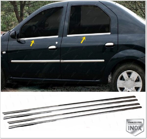 Dacia LOGAN II Cam Çıtası 4 Pcs. P.Çelik, LOGAN II Windows Frame Trim 4pcs. S.Steel,3104500013 Cam Çıtası 4 Pcs. P.Çelik - 3104 500013