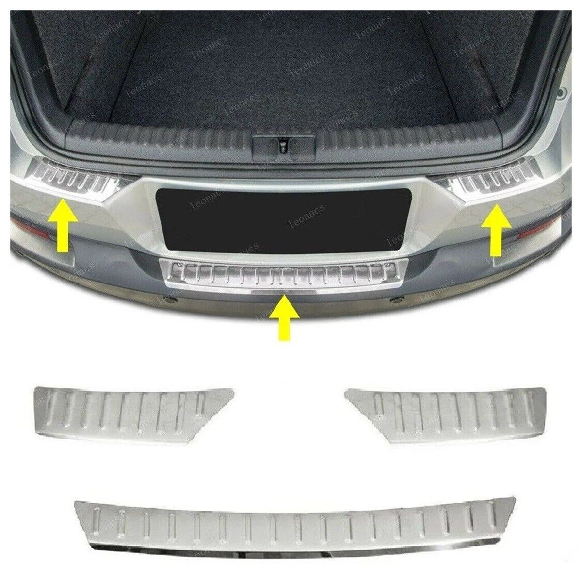 Volkswagen TIGUAN MK1 VW TIGUAN MK1 2007-2016 Arka Tampon Üstü Koruma 3 Prç. P.Çelik (Taşlı) - 3523 120112T