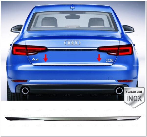 Audi A4 B9 Bagaj Alt Çıtası  P.Çelik, A4 B9 Under Rear Trunk Lid Cover S.Steel,1622800261 Bagaj Alt Çıtası  P.Çelik - 1622 800261
