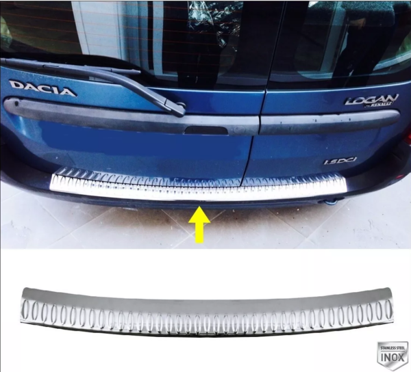 DACIA LOGAN MCV I 2005-2013 Arka Tampon Üstü Koruma P.Çelik (Taşlı) - 3105 120017T