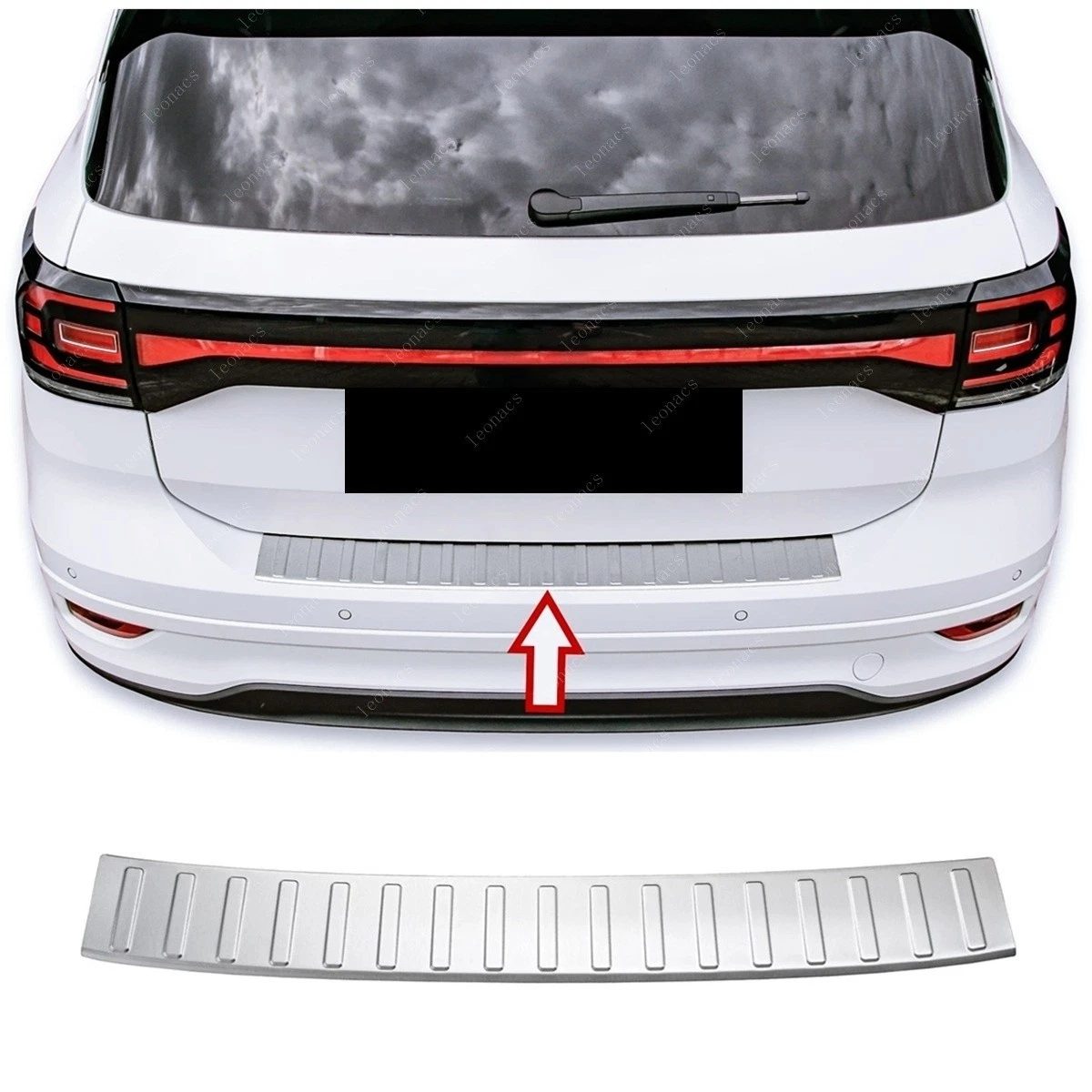 Volkswagen T-CROSS VW T-CROSS 2018> Arka Tampon Üstü Koruma P.Çelik (Taşlı) - 3555 120200T