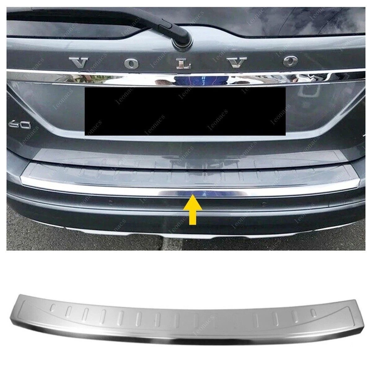 Volvo XC-60 MK1 VOLVO XC60 MK1 2014-2017 Arka Tampon Üstü Koruma P.Çelik (Taşlı) - 4703 120125T