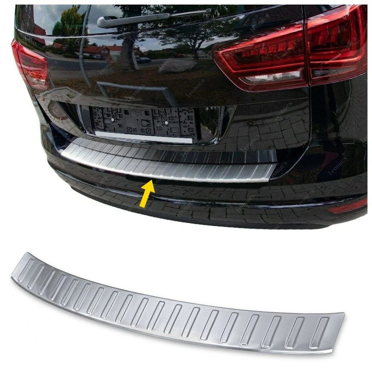 Volkswagen SHARAN MK2 VW SHARAN MK2 2010> Arka Tampon Üstü Koruma P.Çelik (Taşlı) - 3522 120067T