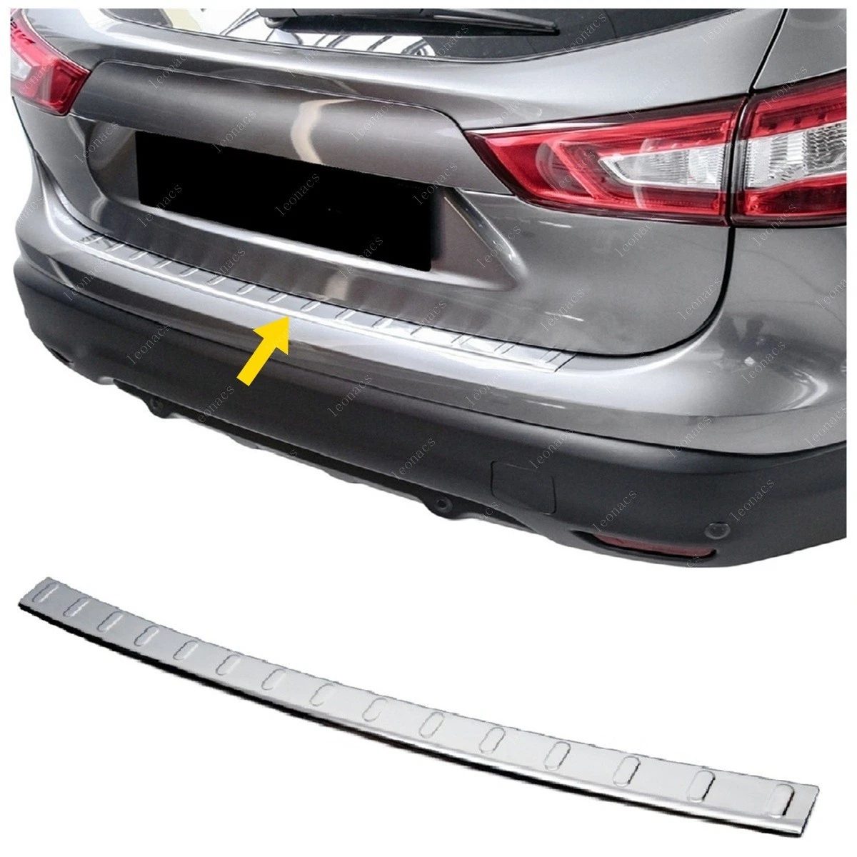 Nissan QASHQAI J11 NISSAN QASHQAI J11 2013-2017 Arka Tampon Üstü Koruma P.Çelik (Taşlı) - 2413 120058T