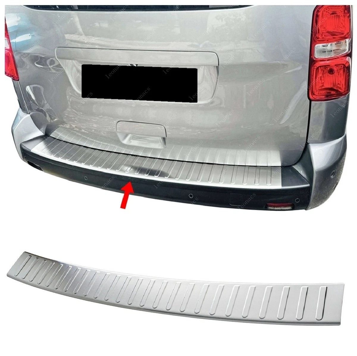Peugeot EXPERT Mk3 PEUGEOT EXPERT MK3 2016> Arka Tampon Üstü Koruma P.Çelik (Kısa) (Taşlı) - 2628 120289T