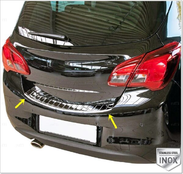 Opel CORSA E Arka Tampon Üstü Koruma P.Çelik , CORSA E Rear Bumper Sill Protector S. Steel ,2528120143 Arka Tampon Üstü Koruma P.Çelik - 2528 120143