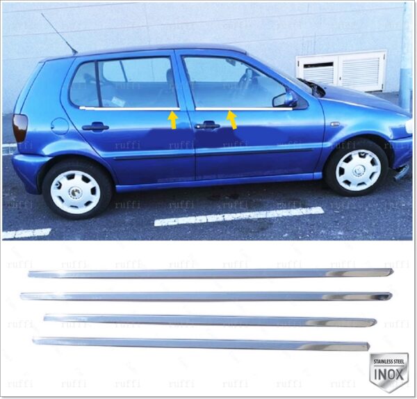 Volkswagen POLO 6N Cam Çıtası 4 Prç. P.Çelik , POLO 6N Window Frame Trim 4 Pcs. S.Steel,3517500003 Cam Çıtası 4 Prç. P.Çelik - 3517 500003