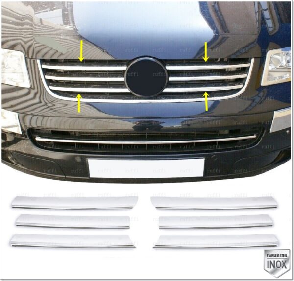 Volkswagen T5 CARAVELLE-MULTIVAN Ön Panjur 6 prç. P.Çelik - 3532 400037